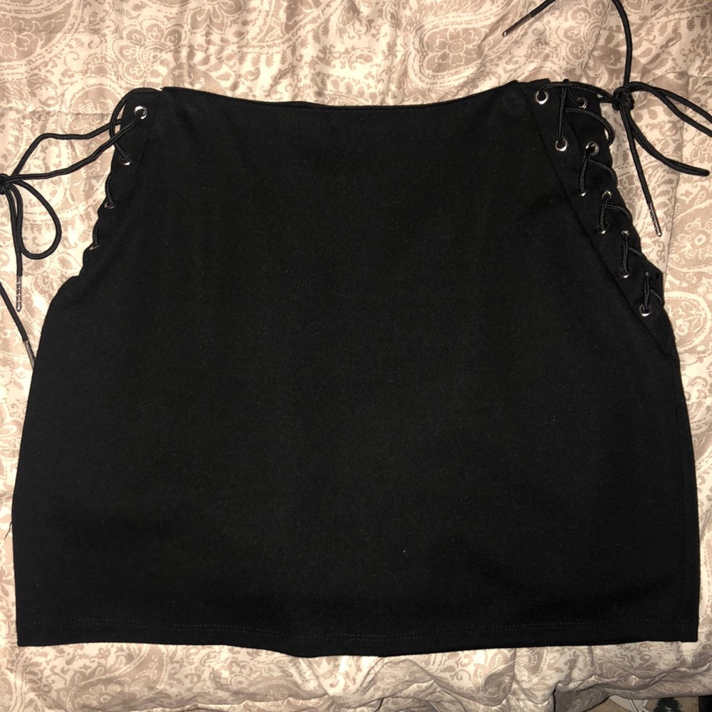 Lace up mini skirt